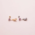 Close-up of gold and silver butterfly barbell earrings with purple and pink opal stones - Bear Pendant Shape (6#)