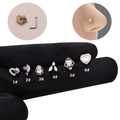 L-förmige Nasenstecker aus Chirurgenstahl mit bunten Zirkon- und Herz-Opal-Designs - Lila Herz Stil (1#) / Silber