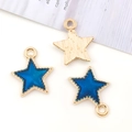 Colgantes de estrella dorada con esmalte azul y reverso texturizado para bisutería - Estilo Estrella Azul (9960)