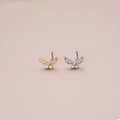 Detailansicht der L-förmigen Schmetterlings-Nasenstecker mit Zirkonia-Steinen in Gold und Silber - Silber / 5# (Schlangenstil)