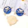 Colgante redondo de gato en esmalte azul con baño de oro y cristal para crear bisutería - Estilo Redondo Gato Rama Strass Azul (10344)