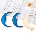 Colgantes con forma de luna en esmalte azul y estrellas para joyas DIY y collares - Estilo Cara de Luna Azul (10346)