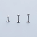 Detaillierter Vergleich von drei verschieden langen Labret-Steckern aus Edelstahl mit Kugel - 6mm / Silber