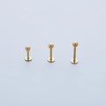 Detaillierter Vergleich von drei goldenen 316L Edelstahl Labret Steckern in verschiedenen Längen - 6mm / Gold