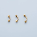 Detailliertes Set aus drei goldenen Edelstahl-Augenbrauenringen in verschiedenen Längen - 6mm / Gold
