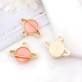 Set de colgantes de planeta esmaltados en rosa y oro para hacer joyas de DIY - Estilo Planeta Redondo Rosa (13345)