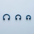 Three different sizes of blue horseshoe circular barbells for nose and ear piercings - Blue