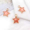 Colgantes de estrella en aleación dorada con esmalte naranja y purpurina para joyas - Estilo Estrella Rosa (13346)