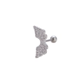 Clou d'oreille aile en acier 20G avec micro-pavage de zircons et fermoir à bille - Style Ailes d'Ange (3#) / Argent 3#