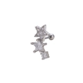 Piercing cartilage en acier chirurgical avec trois étoiles et zircons micro-pavés - Style Arc Triple Étoile (4#) / Argent 4#