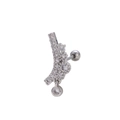 Piercing d'oreille aile en acier 20G avec oxydes de zirconium et fermoir à boule vissée - Style Incurvé avec Pendentif (5#) / Argent 5#