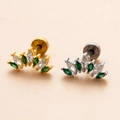 Ohrstecker mit marquise-grünen Zirkonia in gold- und silberfarbenem Chirurgenstahl - Fächerförmiger Cluster-Stil (2#) / Silber