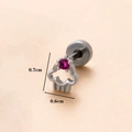 Edelstahl Piercing-Stecker mit rotem Edelstein in wolkenförmiger Silberfassung - Wolken- und Pfotenabdruck-Design (Silber Nr. 3)