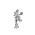 Piercing hélix en acier argenté 20G avec ailes en zircon et pendentif goutte - Style Cluster avec Pendentif Larme (6#) / Argent 6#