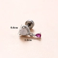 Herz-Knorpelstecker aus Edelstahl mit rosa Zirkon-Tropfen und Zirkonia-Inlay - Silber Herz-Tropfen-Modell (Silber 1#)