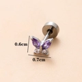 Schmetterling Ohrstecker mit lila Zirkonia und sicherem Schraubverschluss - Lila Schmetterlingsform (Silberfarben 4#)