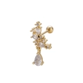 Piercing hélix en acier doré avec aile en zircone et pendentif en goutte d'eau chic - Style Cluster avec Pendentif Larme (6#) / Or 6#