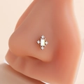 Kreuzförmiger Nasenstecker mit schillerndem Stein und Zirkon auf Silikon-Nasenmodell - Geometrischer Kreuz-Stil (3#) / Silber
