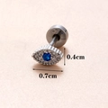 Silberner Edelstahl Evil Eye Knorpelstecker mit blauem Zirkon und Größenangaben - Silberner Evil Eye Stil (Silber 2#)