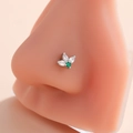 Piercing para nariz de plata con forma de mariposa y circonitas blancas y verdes - Estilo Mariposa (4#) / Plateado
