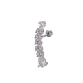 Clou d'oreille tragus aile en acier 20G avec zircon et pendentif goutte d'eau - Style Incurvé avec Larme (7#) / Argent 7#