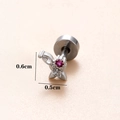 Schicker Edelstahl-Knorpelstecker mit Hasenmotiv und rotem Zirkonia-Stein-Besatz - Silbernes Schmetterlingsmodell mit roten Straßsteinen (Silber #3)