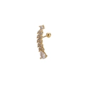 Clou d'oreille en forme d'aile dorée avec zircons et fermeture à bille vissée sûre - Style Incurvé avec Larme (7#) / Or 7#