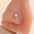 Silver stainless steel nose stud with opal stone and crescent moon zircon design - Star Moon Combo Style (5#) / Silver