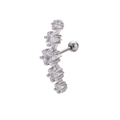 Clou d'oreille aile en acier inoxydable avec cinq étoiles scintillantes en zircone - Style Arc Dégradé Cinq Étoiles (8#) / Argent 8#