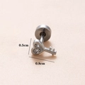 Minimalistischer Herzschlüssel-Ohrstecker aus Edelstahl mit weißen Zirkonia-Steinen - Silberner herzförmiger Schlüssel-Stil (Silber 4#)