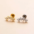 18K vergoldeter gebogener Knorpel-Piercingstecker mit fünf Marquise-Zirkonia-Steinen - Silber 2#
