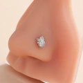 Silver spider nose stud with micro-paved zircons shown on a realistic skin model - Silver
