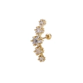 Clou d'oreille doré en acier inoxydable avec grappes d'étoiles verticales en zircone - Style Arc Dégradé Cinq Étoiles (8#) / Or 8#