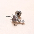 Zilveren roestvrijstalen hartvormige oorbel met paarse zirkoon en kruishanger - Zilveren Hart Kruis Stijl (Zilver #5)