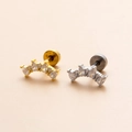 Gebogene Knorpelstecker in 18K Gold und Silber mit Zirkonia-Steinen und flachem Rücken - Silber 3#