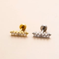 Piercing cartilagine placcato oro 18K con zirconi curvi in finitura oro e argento - Argento 5#