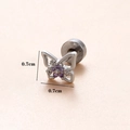 Zilveren vlinder oorknopje van staal met paars zirkoon, afmeting 0,7 cm bij 0,7 cm - Zilveren Opengewerkte Paarse Vlinderstijl (Zilver #9)