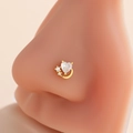 Golden heart-shaped zircon nose stud with crescent base for body piercing jewelry - Heart Moon Style (2#) / Gold