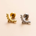 Piercing orecchio a forma di ala in oro e argento con pavé di zirconi cubici - Argento 8#