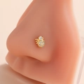 Golden nose stud featuring a spider design with micro-paved zircons on a nose model - Spider Shape Style (6#) / Gold
