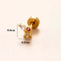 Gouden roestvrijstalen kraakbeenpiercing met roze kristallen hart en marquise stenen - Gouden kleine bloemstijl (Goud #3)
