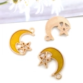 Colgantes de luna y estrella en esmalte amarillo con purpurina para bisutería - Estilo Estrella Luna Amarillo (13532)