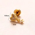 Gouden hartvormige oorbel met paarse zirkoon inleg voor kraakbeenpiercing steker - Gouden Hart Hanger Stijl (Goud #5)