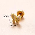 Gouden vlinder kraakbeen oorknopje met micro-ingelegde zirkonia edelstenen - Gouden Vlinder Micro-Pave Stijl (Goud, Maat 7)