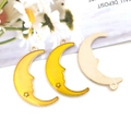 Tres colgantes de luna en esmalte amarillo con estrella y reverso dorado para bricolaje - Estilo Luna Grande Amarillo (13536)