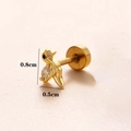 Minimalistische gouden vogel oorknopjes met zirkonia en zwarte steen voor kraakbeen - Gouden Vogel Stijl (Goud #10)