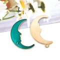 Colgantes de luna azul con parte trasera de metal dorado para creación de joyas DIY - Estilo Luna Grande Verde (13544)