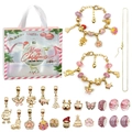 Calendario de Adviento de joyas DIY rosa con dijes dorados y pulseras de Navidad - Kit de Pulsera Dorada (HK857) / Rosa Dorado