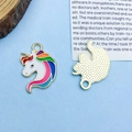 Colorful rainbow unicorn alloy pendant for DIY jewelry charm bracelet making - Magenta Unicorn (15529)