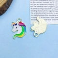 Rainbow unicorn alloy pendant charm for DIY jewelry making with gold-tone back finish - Green Unicorn (15530)